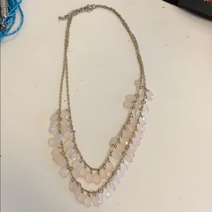 Light pink and silver statement beaded necklace